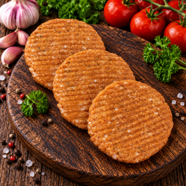 Rustic Seasoned Patties with Fresh Garnishes Kip hamburger 125g